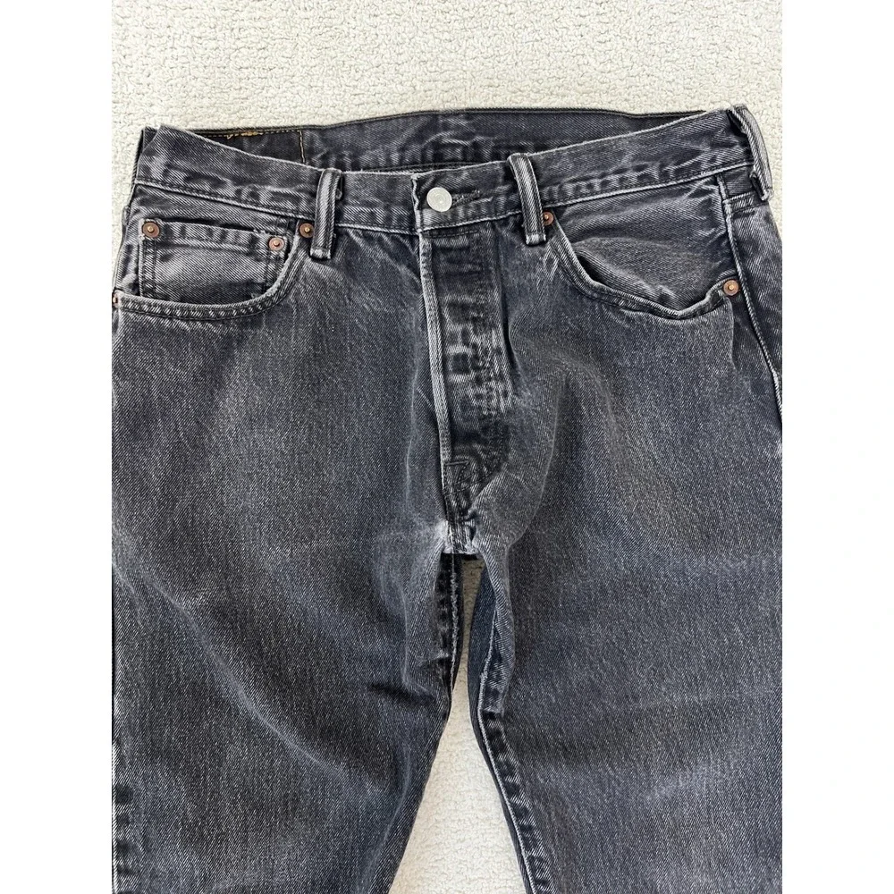 Levis 501 Original Fit Washed Black Jeans Mens 32 Button Fly Denim SKU 0050
